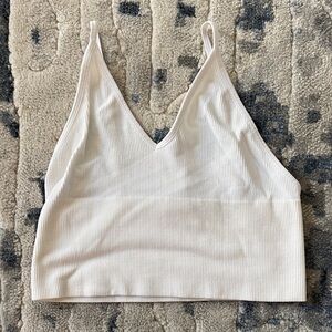 White Ribbed Crop Top